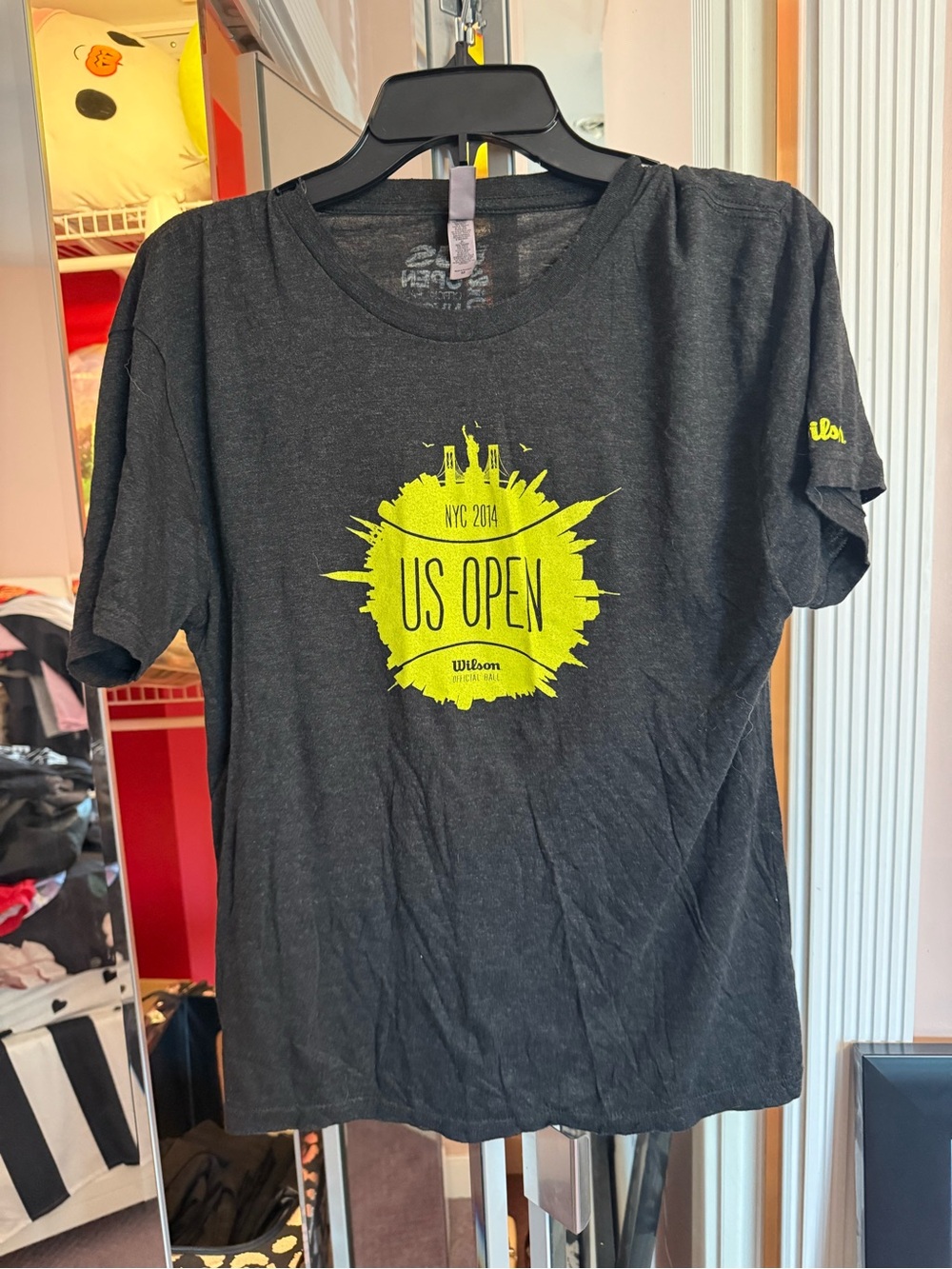 Next Level Apparel Black T‑Shirt with Neon Yellow US Open Graphic